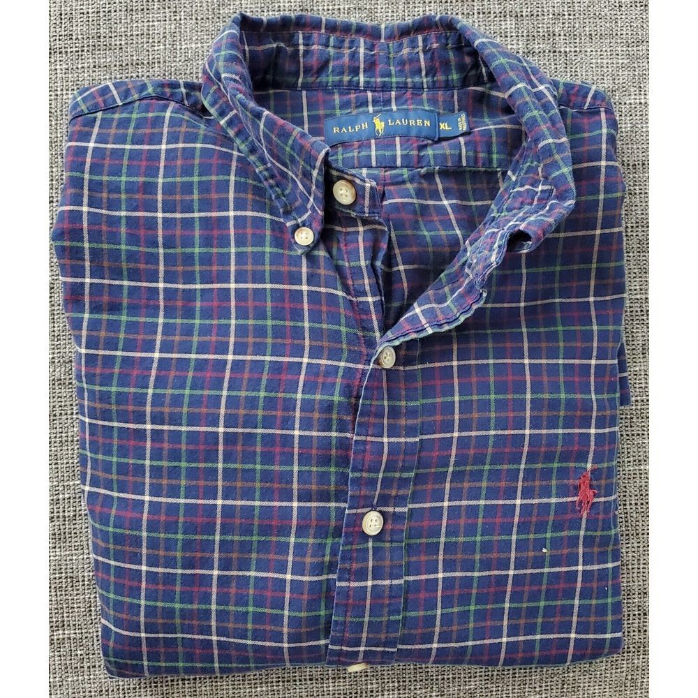 Ralph‎ Lauren Men's Plaid Multi-Color Long Sleeve Button Up Shirt Size X - Large